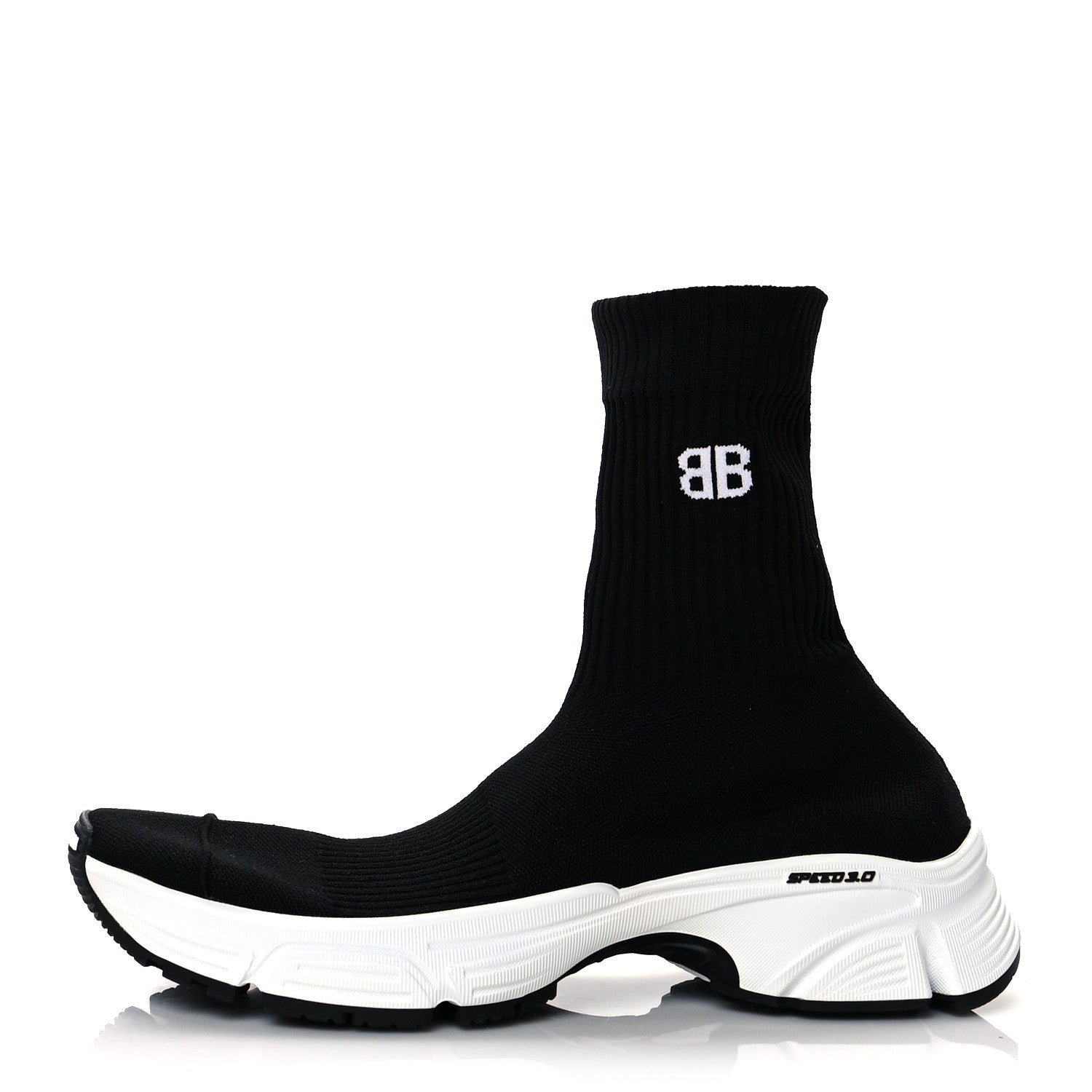 Balenciaga Technical Ribbed 3D Recycled Knit Bi-Color Womens Speed 3.0 Sneakers 38 Black White 1 of 7