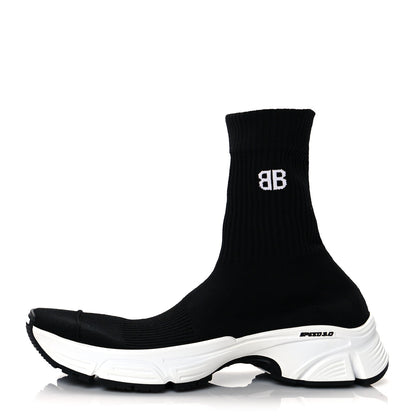 Balenciaga Technical Ribbed 3D Recycled Knit Bi-Color Womens Speed 3.0 Sneakers 38 Black White 1 of 7