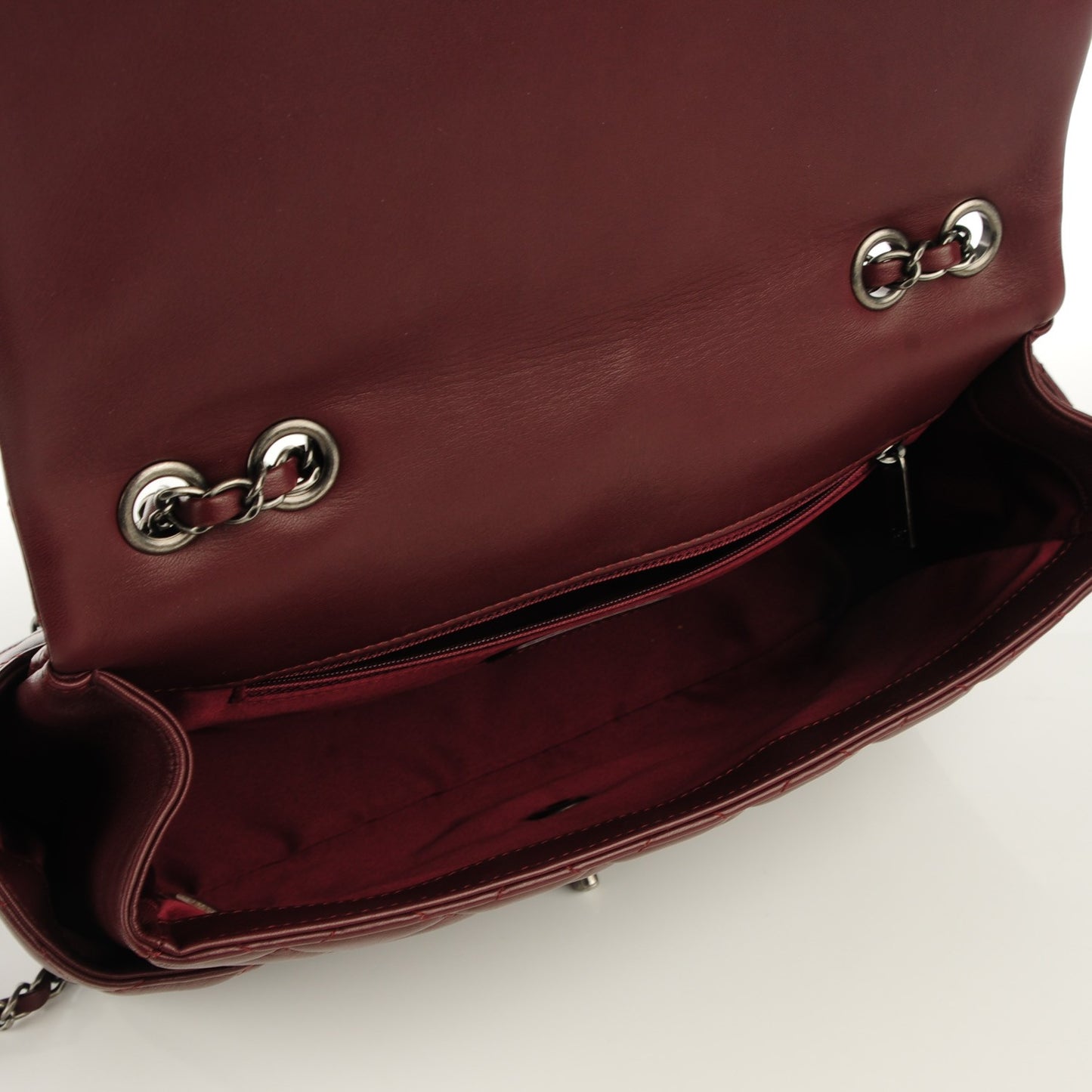 Lambskin Quilted Large Around Pockets Flap Burgundy