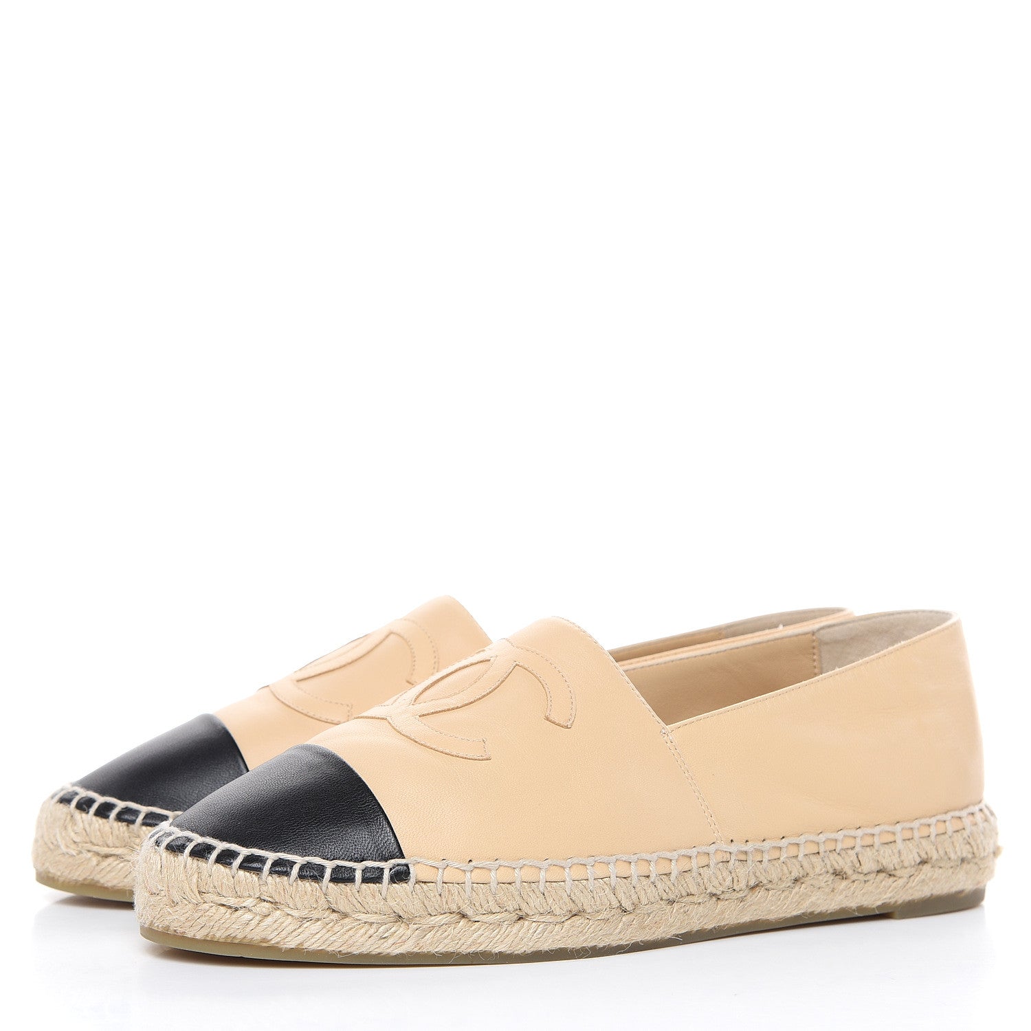 Chanel Lambskin CC Espadrilles 40 Beige Black 3 of 11