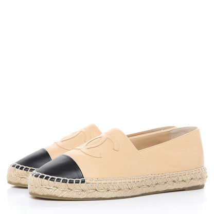 Chanel Lambskin CC Espadrilles 40 Beige Black 3 of 11