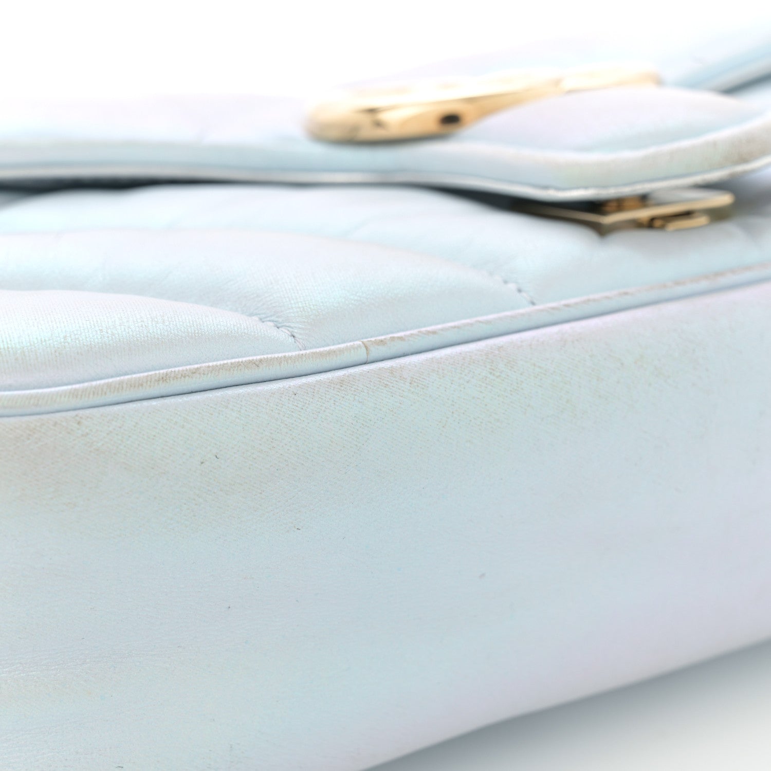 Gucci Iridescent Nappa Chevron Matelasse Small GG Marmont Shoulder Bag Iridescent Snow Light Blue 14 of 17