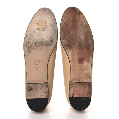 Chanel Lambskin Cap Toe CC Ballerina Flats 40 Beige Black 5 of 13