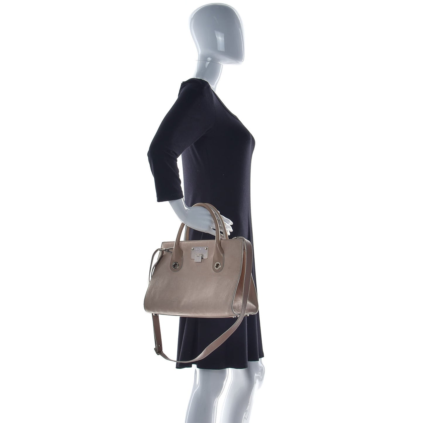 Crocodile Embossed Calfskin Riley Tote Beige