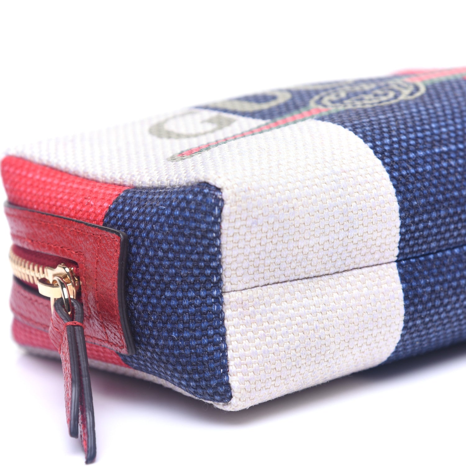 Gucci Canvas Sylvie Stripe Logo Cosmetic Case Mystic White Hibiscus Red Maritime 6 of 11
