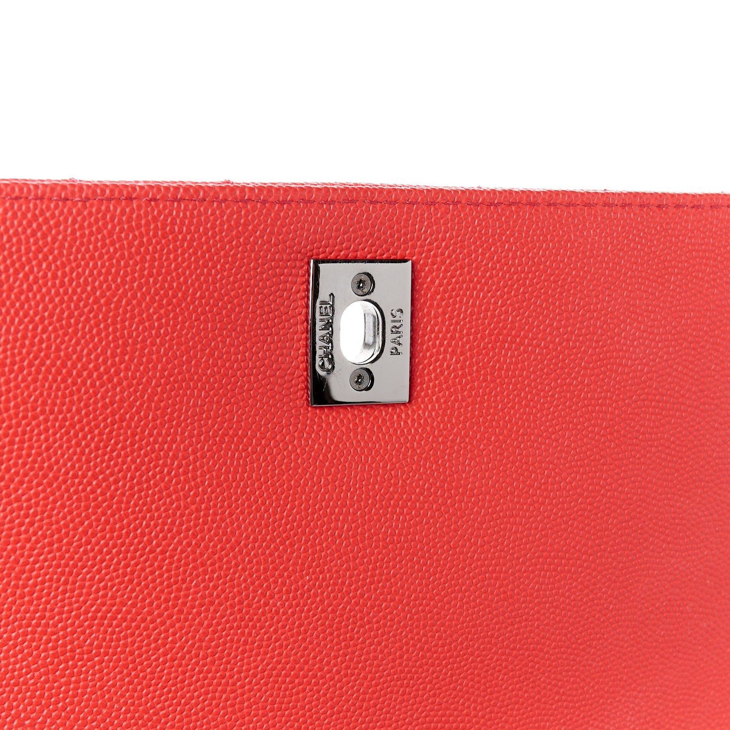 Caviar Chevron Quilted Small Coco Handle Flap Coral