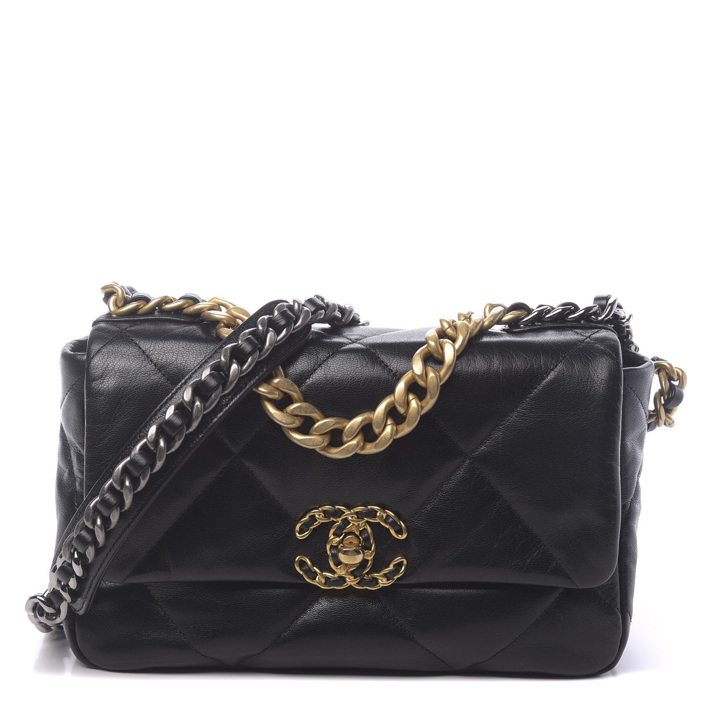 Lambskin Quilted Medium 19 Flap Black