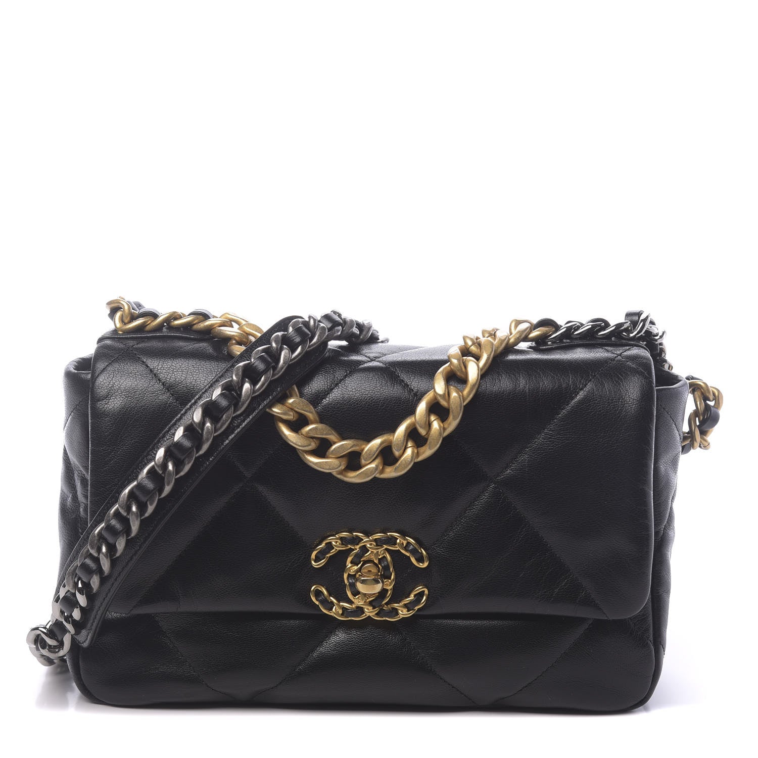 Chanel Lambskin Quilted Medium 19 Flap Black 1 of 11