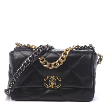 Chanel Lambskin Quilted Medium 19 Flap Black 1 of 11