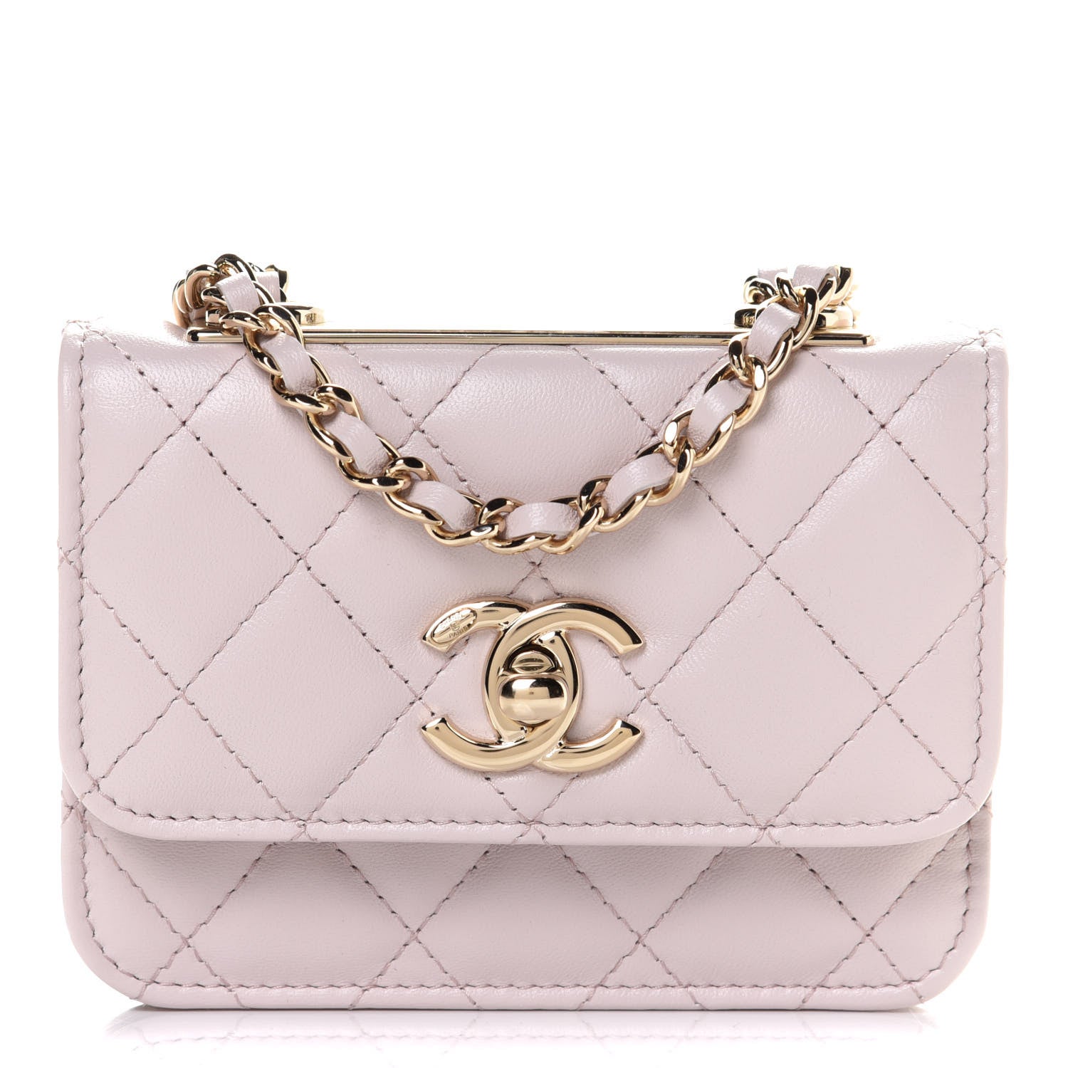Chanel Lambskin Quilted Trendy CC Card Holder On Chain Light Purple 1 of 9