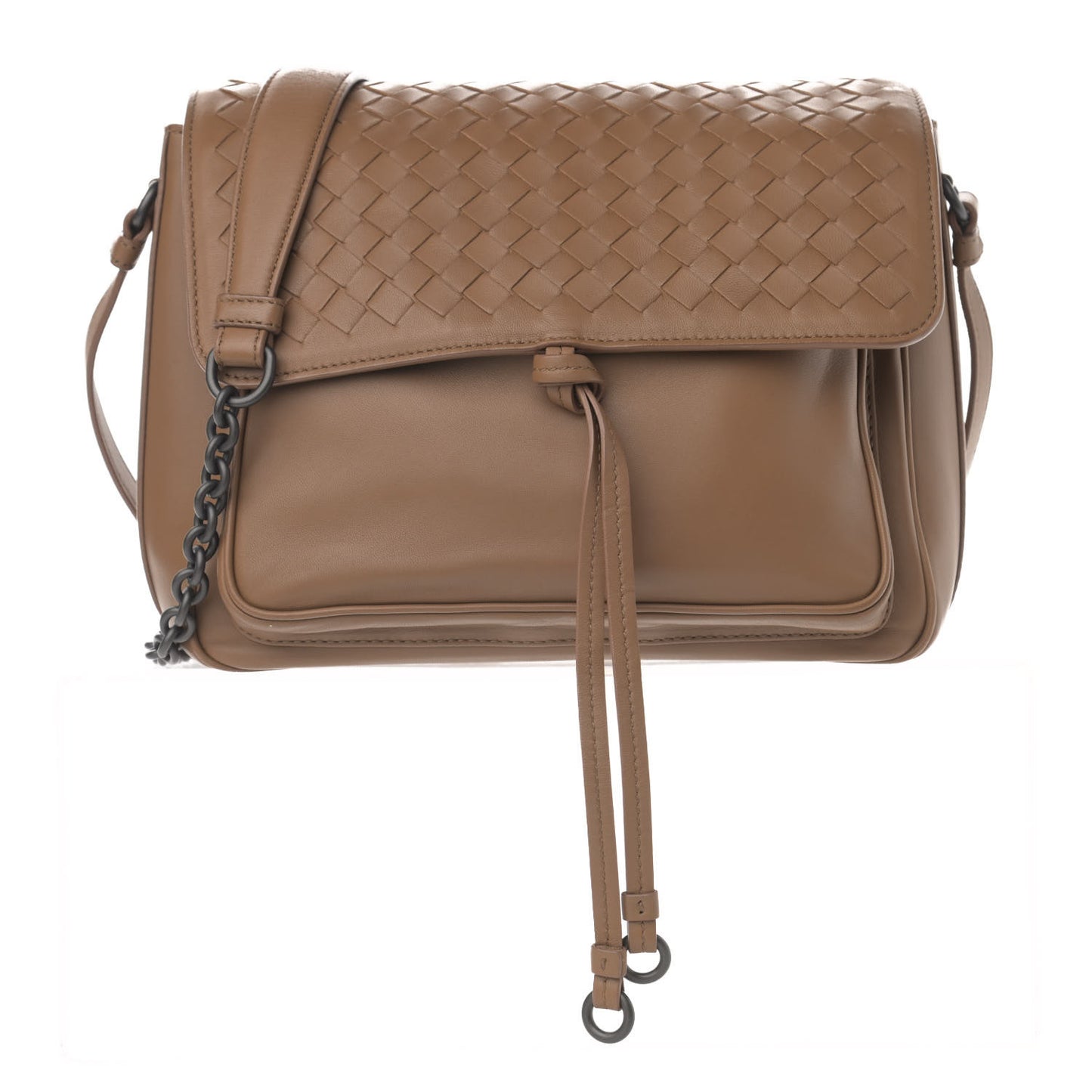 Nappa Small Intrecciato Saddle Crossbody Camel