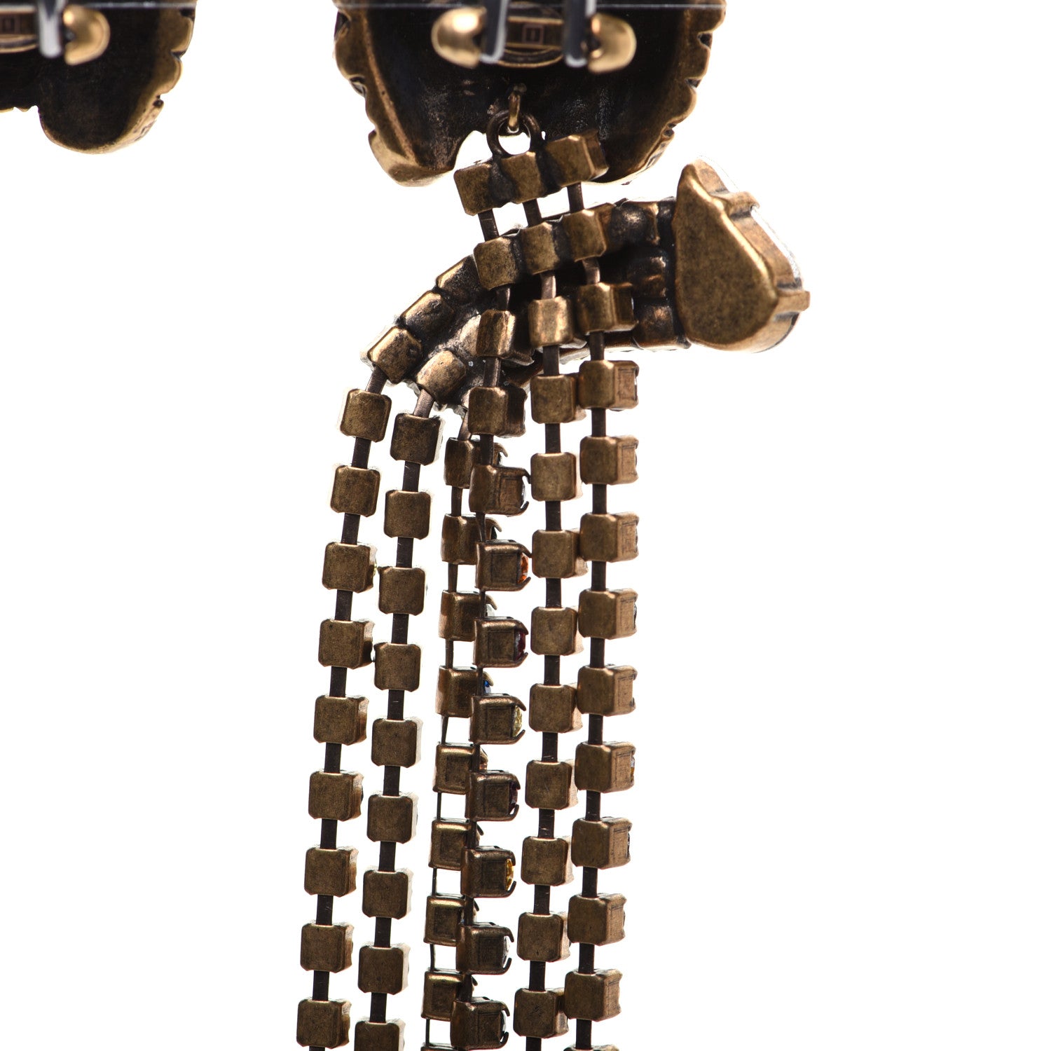 Gucci Metal Crystal Asymmetric Lion Head Earrings Multicolor 6 of 11