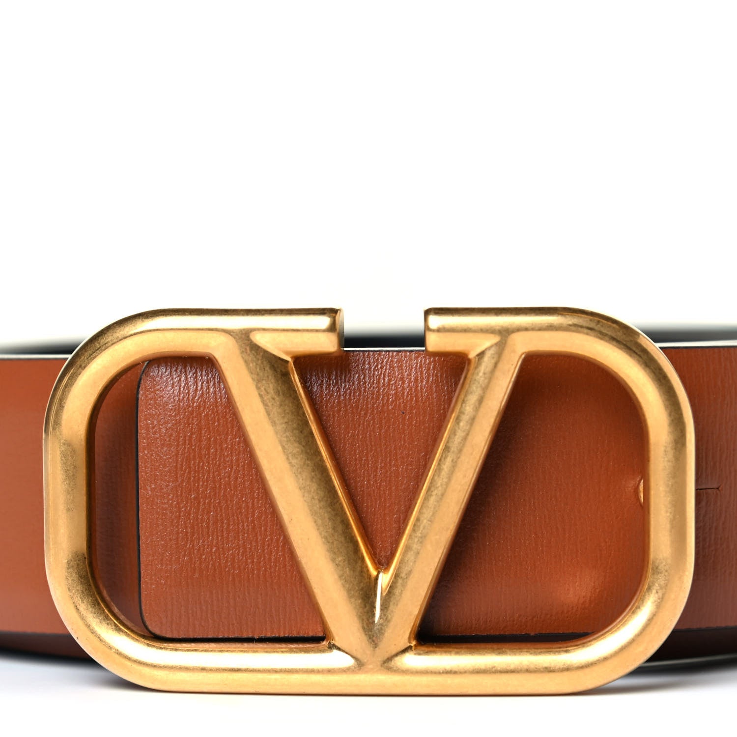 Valentino Garavani Glossy Calfskin VLogo Reversible 70mm Belt 95 38 Saddle Brown Black 3 of 5