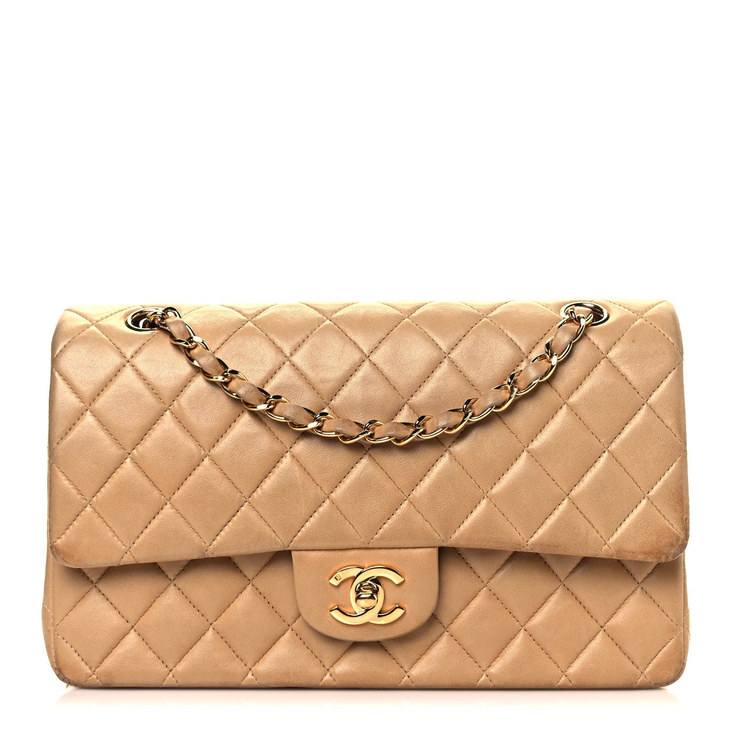 Chanel Lambskin Quilted Medium Double Flap Beige 1 of 12