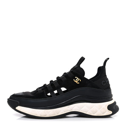 Chanel Fabric Calfskin Suede CC Sneakers 41 Black 1 of 10