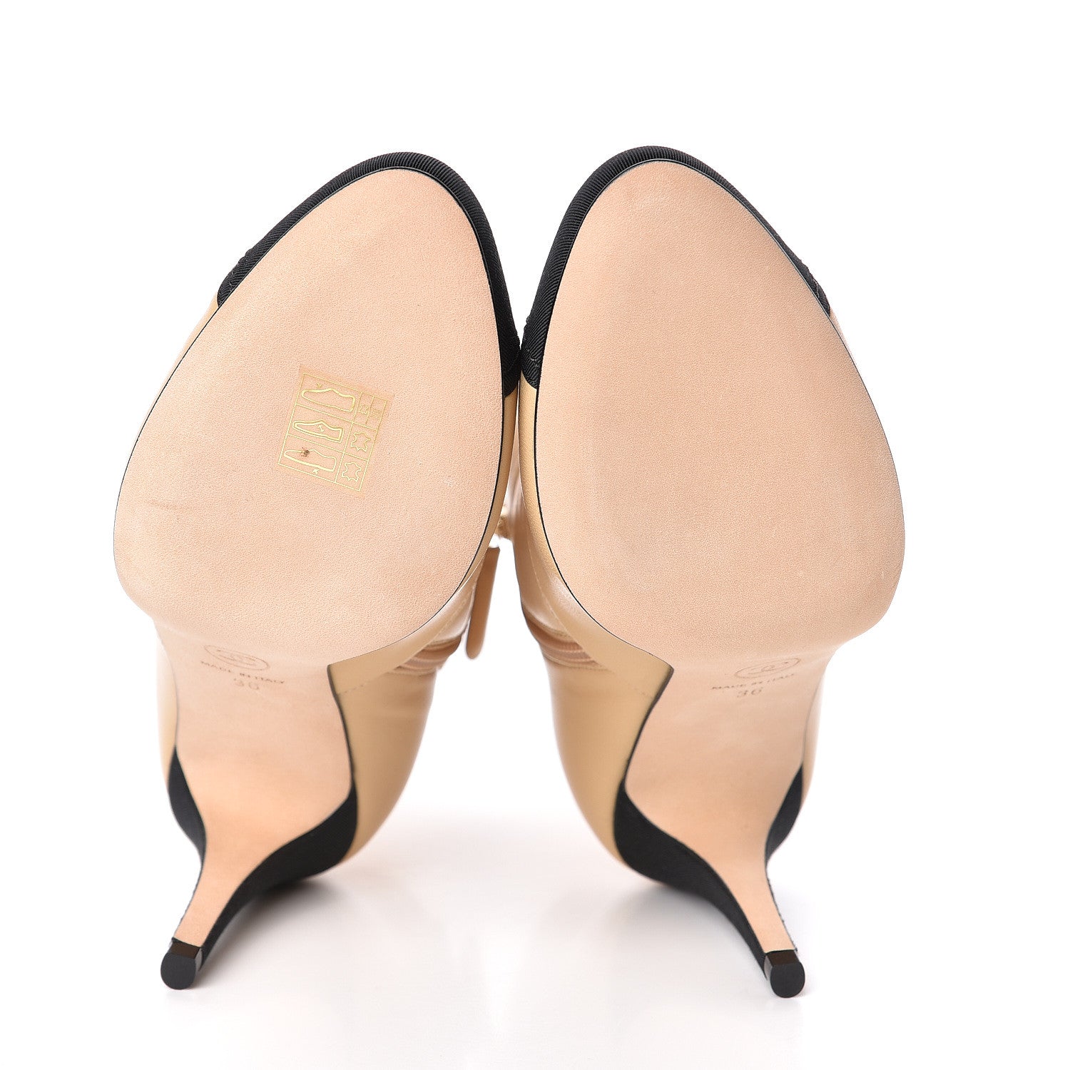 Chanel Lambskin Grosgrain Cap Toe Short Ankle Boots 36 Beige Black 5 of 8