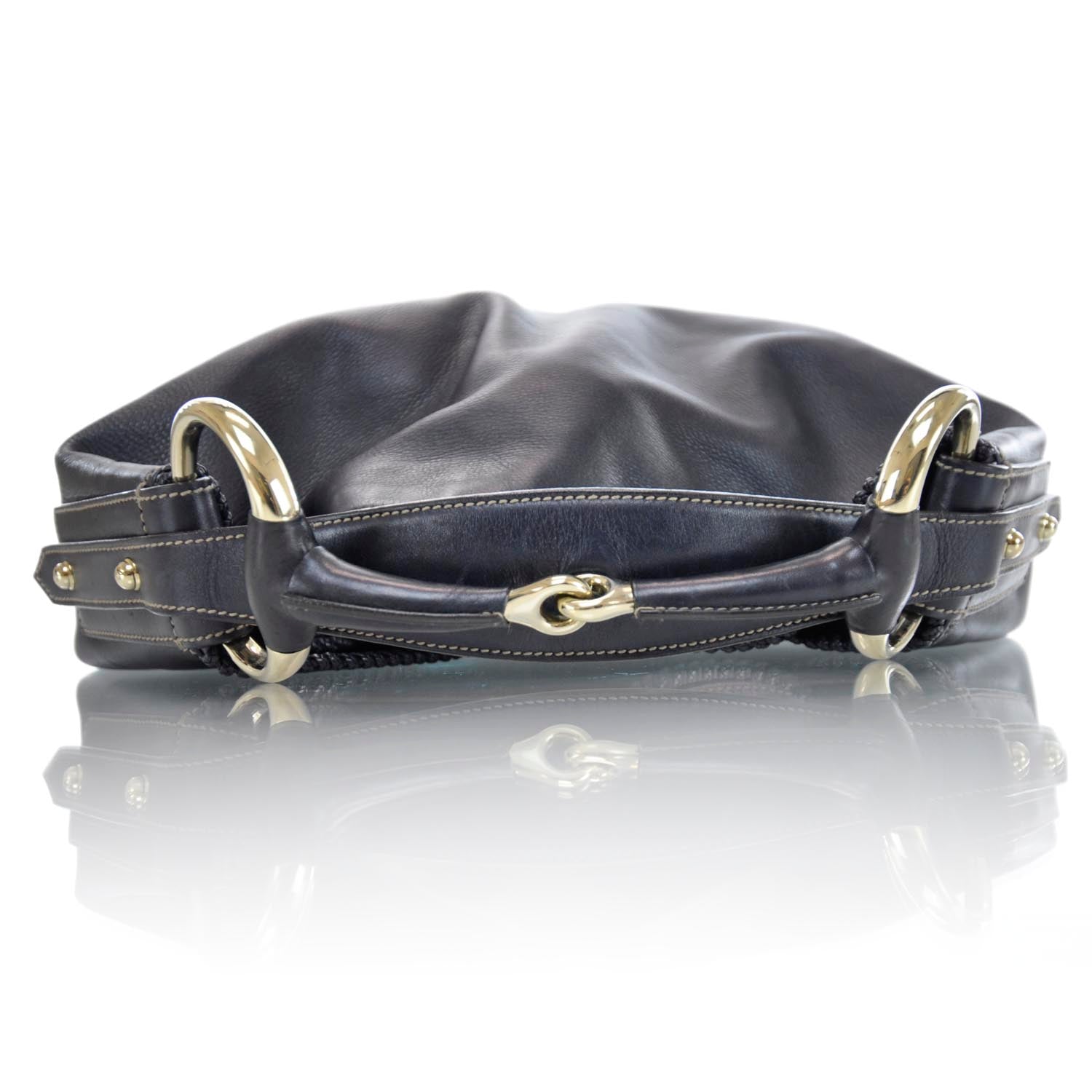 Gucci Leather Large Horsebit Chain Hobo Black 4 of 9