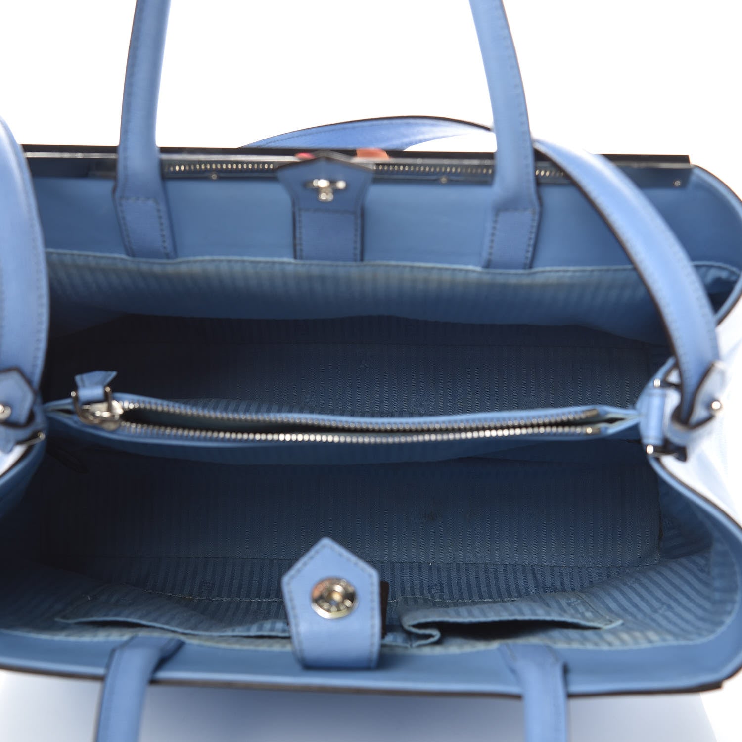 Fendi Vitello Elite Flamingo Regular 2Jours Tote Azzurro Nebula 5 of 18