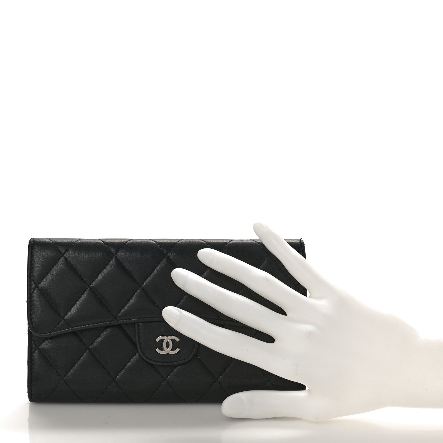 Chanel Lambskin Quilted Large Flap Wallet Black 2 of 12