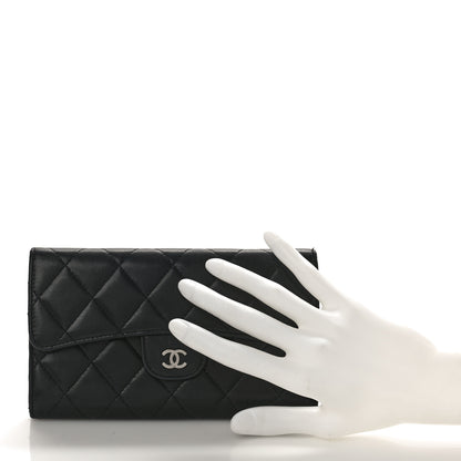 Chanel Lambskin Quilted Large Flap Wallet Black 2 of 12