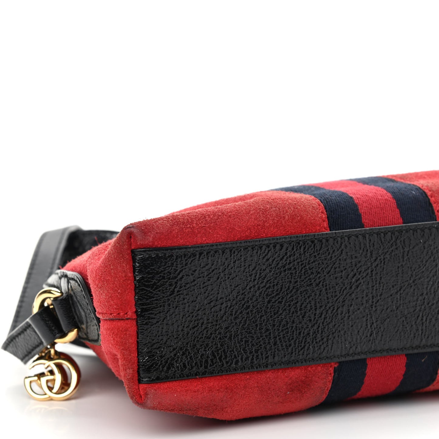 Suede Patent Web GG Small Ophidia Dome Shoulder Bag Hibiscus Red