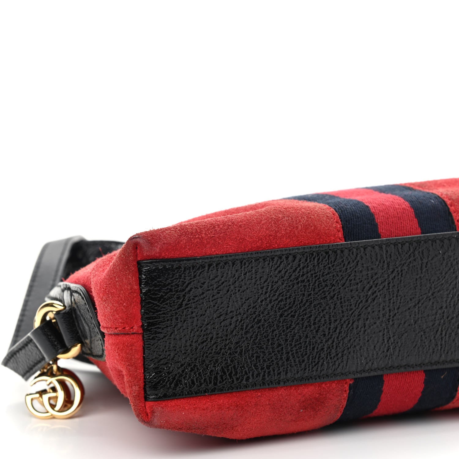 Gucci Suede Patent Web GG Small Ophidia Dome Shoulder Bag Hibiscus Red 9 of 15