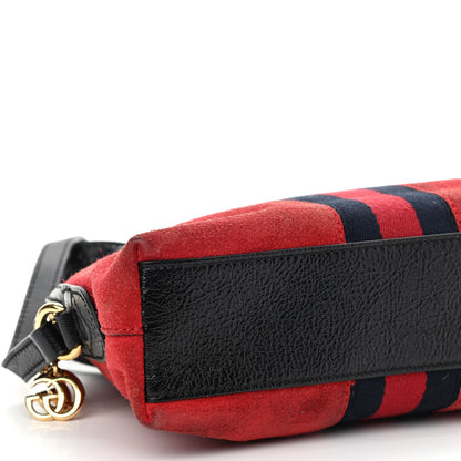 Gucci Suede Patent Web GG Small Ophidia Dome Shoulder Bag Hibiscus Red 9 of 15