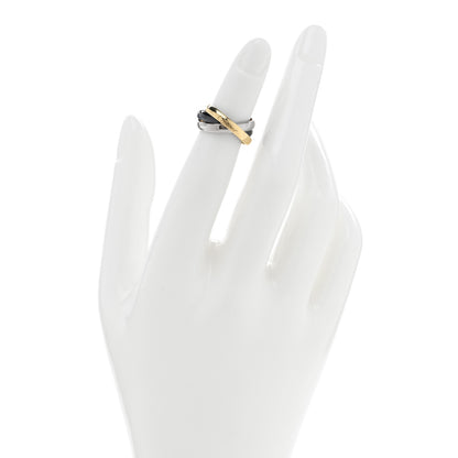 Cartier 18K White Yellow Gold Black Ceramic Trinity Ring 46 3.75 2 of 4