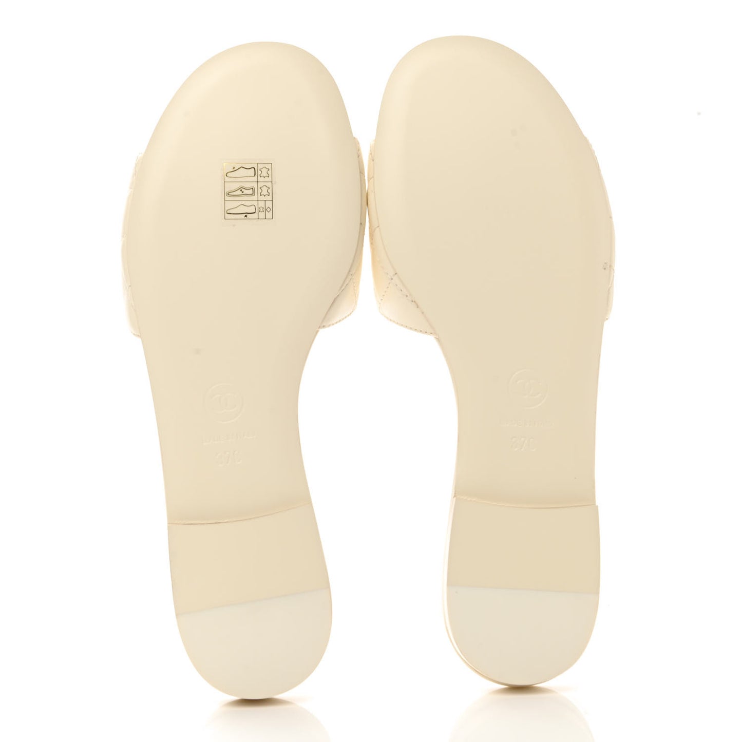 Lambskin Quilted CC Turnlock Sandals 37 Ivory