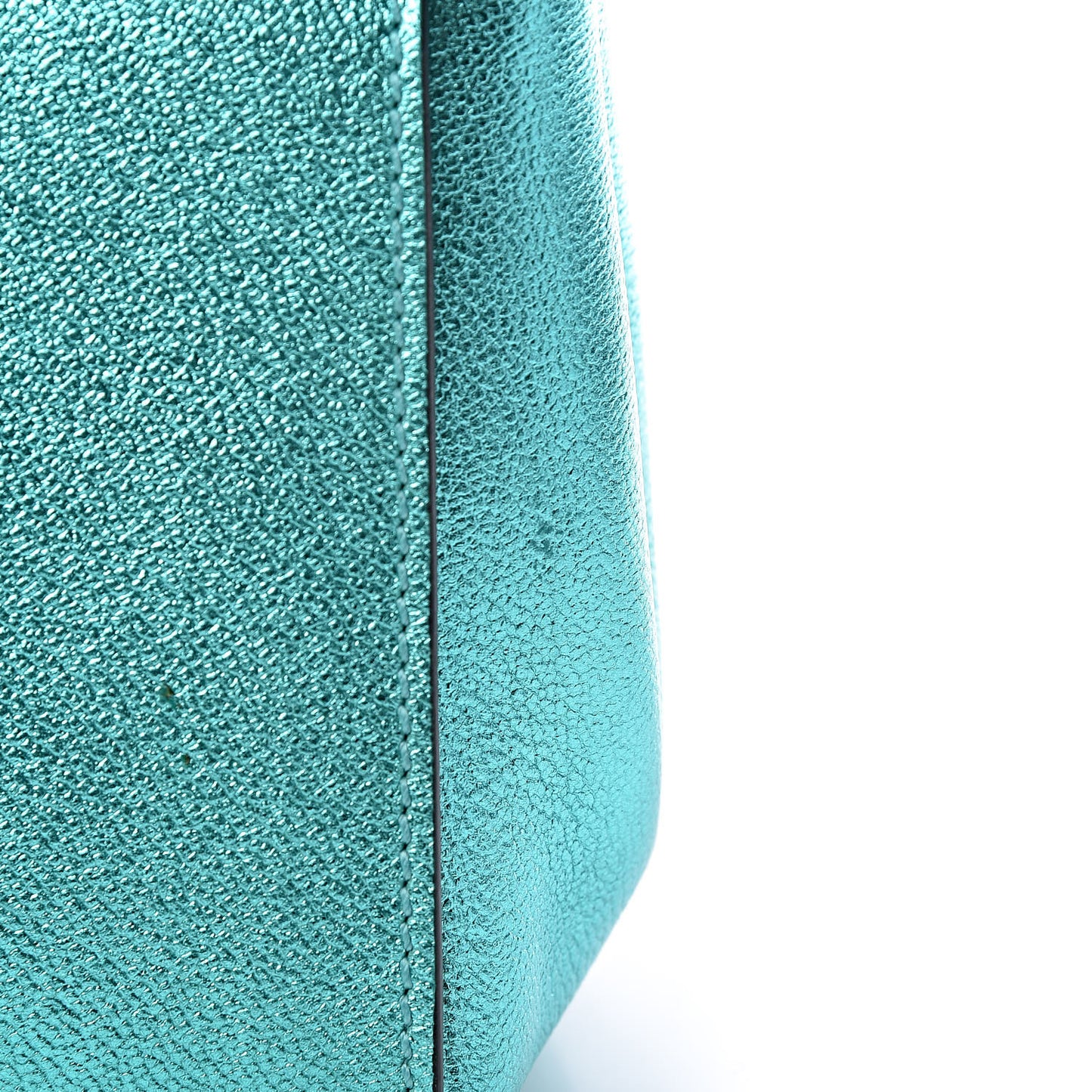 Metallic Soft Grain Calfskin Small Buckle Tote Emerald