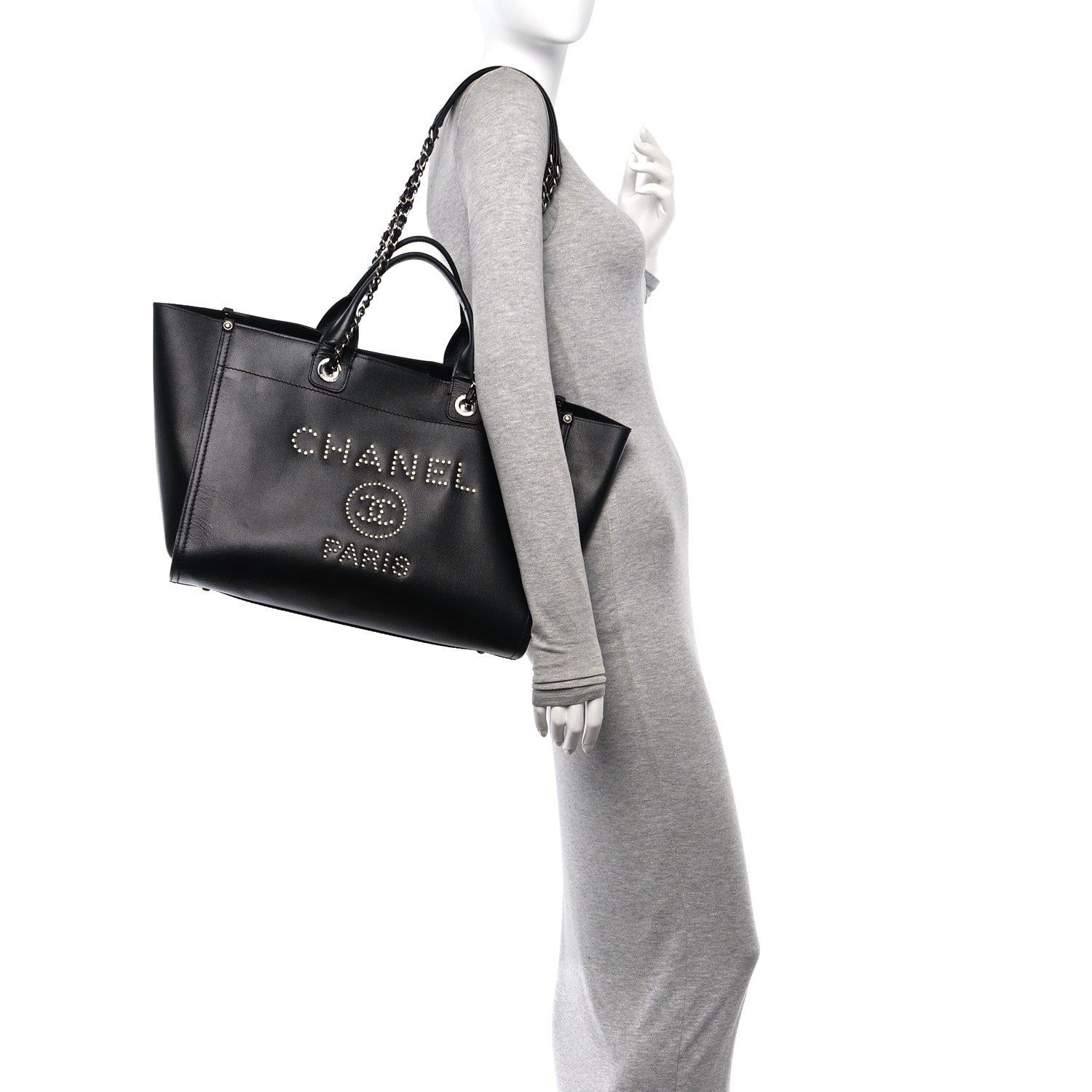 Chanel Caviar Medium Studded Deauville Tote Black 2 of 14