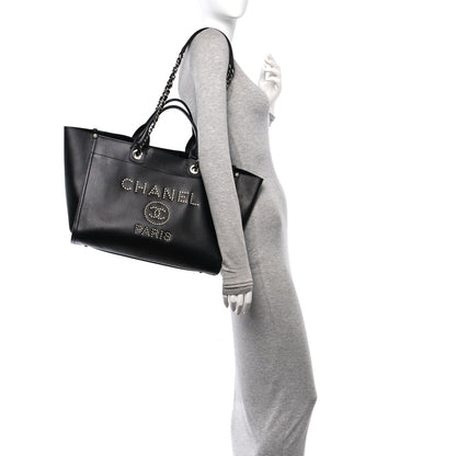 Chanel Caviar Medium Studded Deauville Tote Black 2 of 14