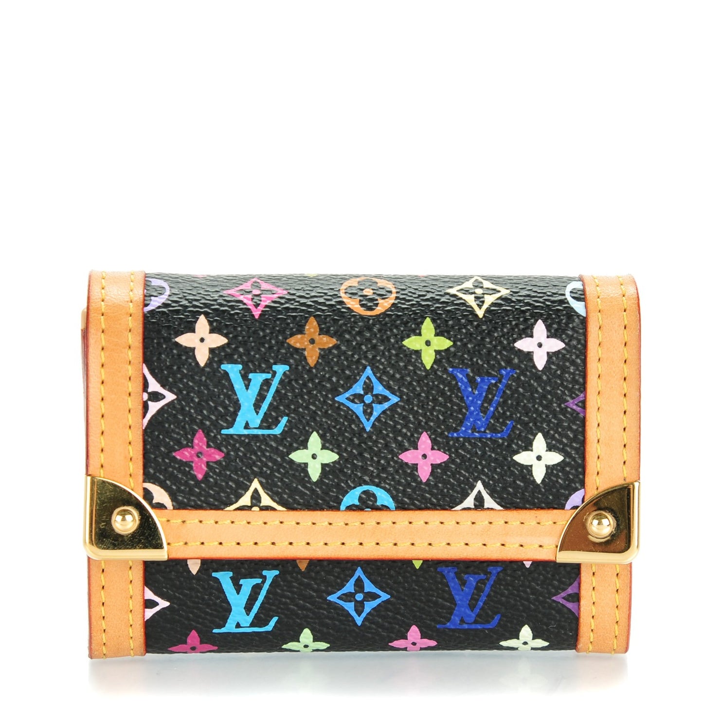 Monogram Multicolor Porte-Monnaie Plat Coin Purse Black