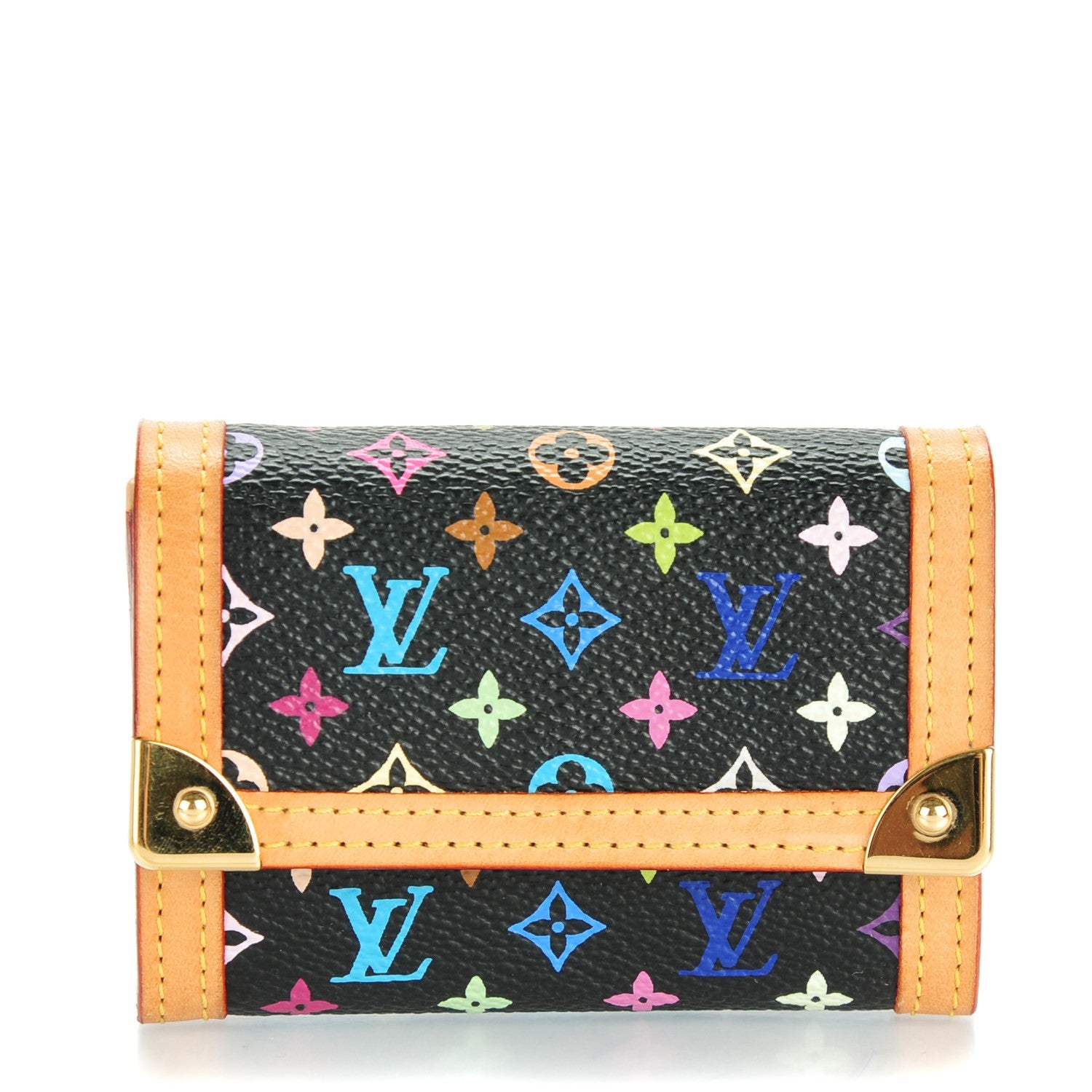 Louis Vuitton Monogram Multicolor Porte-Monnaie Plat Coin Purse Black 1 of 7