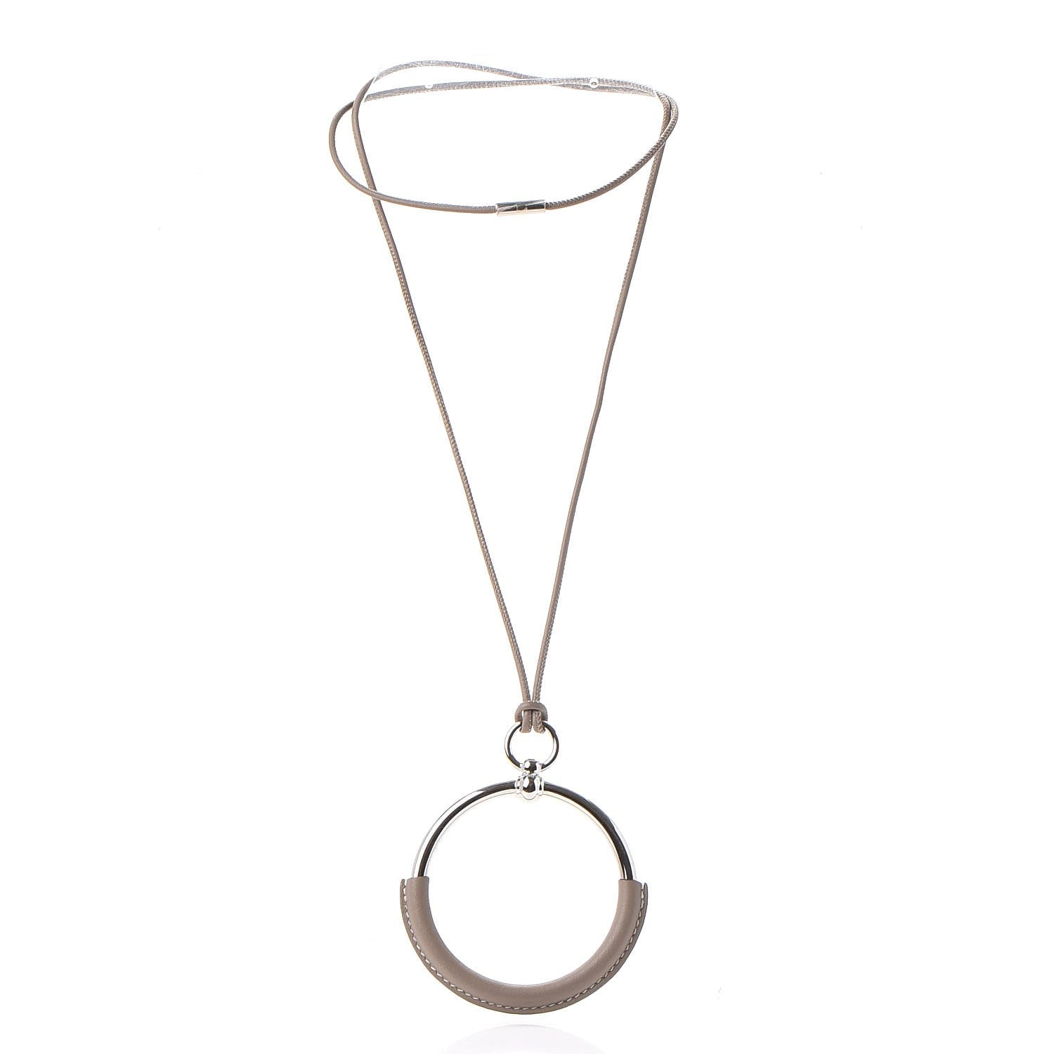 Hermes Swift Palladium Grand Loop Pendant Necklace Etoupe 4 of 7