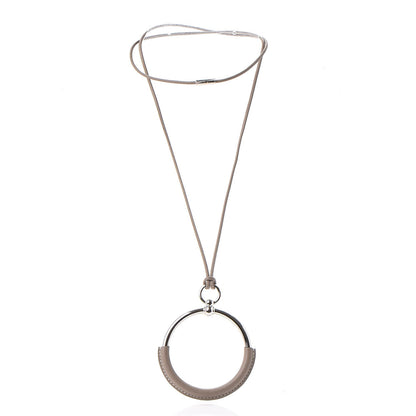 Hermes Swift Palladium Grand Loop Pendant Necklace Etoupe 4 of 7