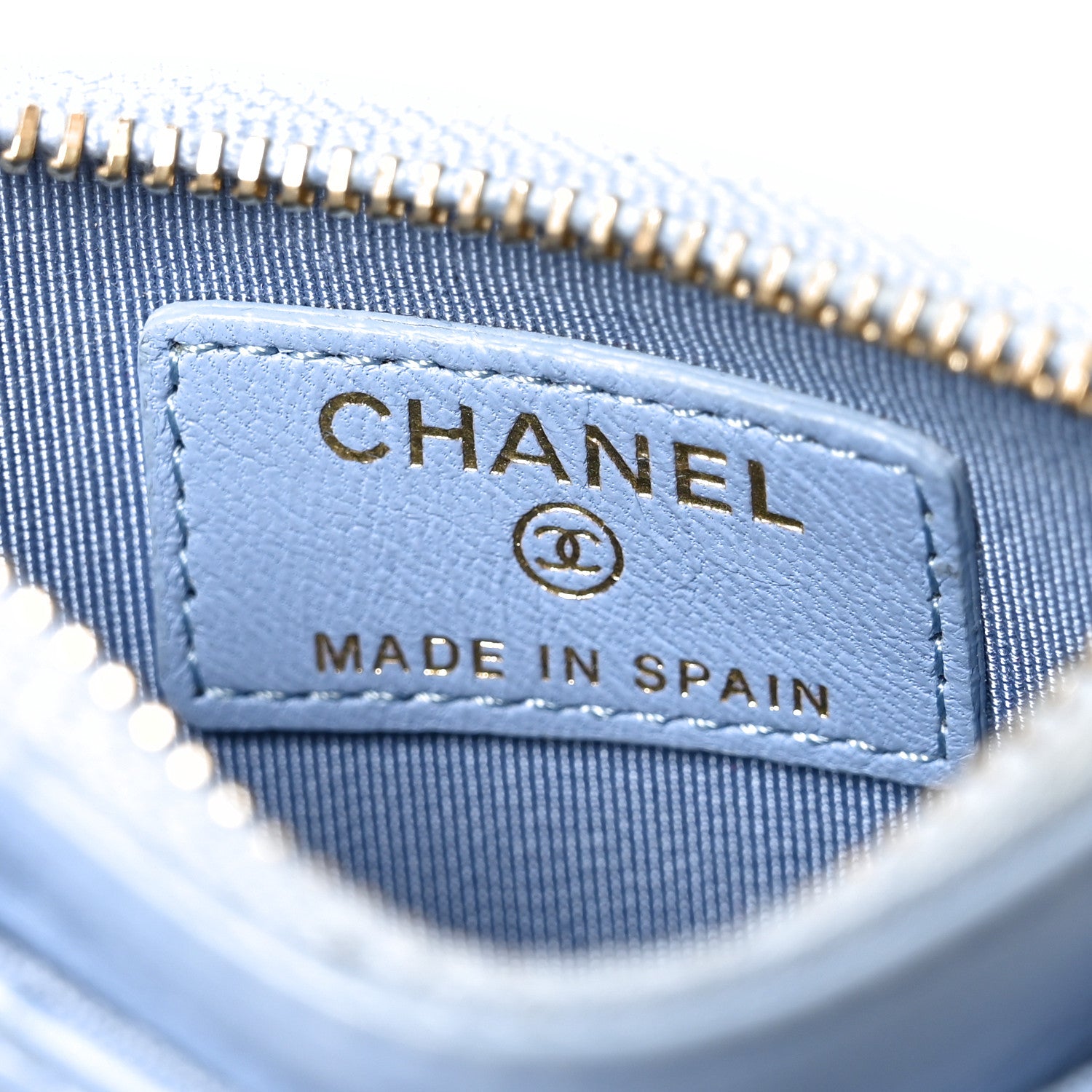 Chanel Lambskin Quilted CC Zip Card Holder Light Blue 6 of 9