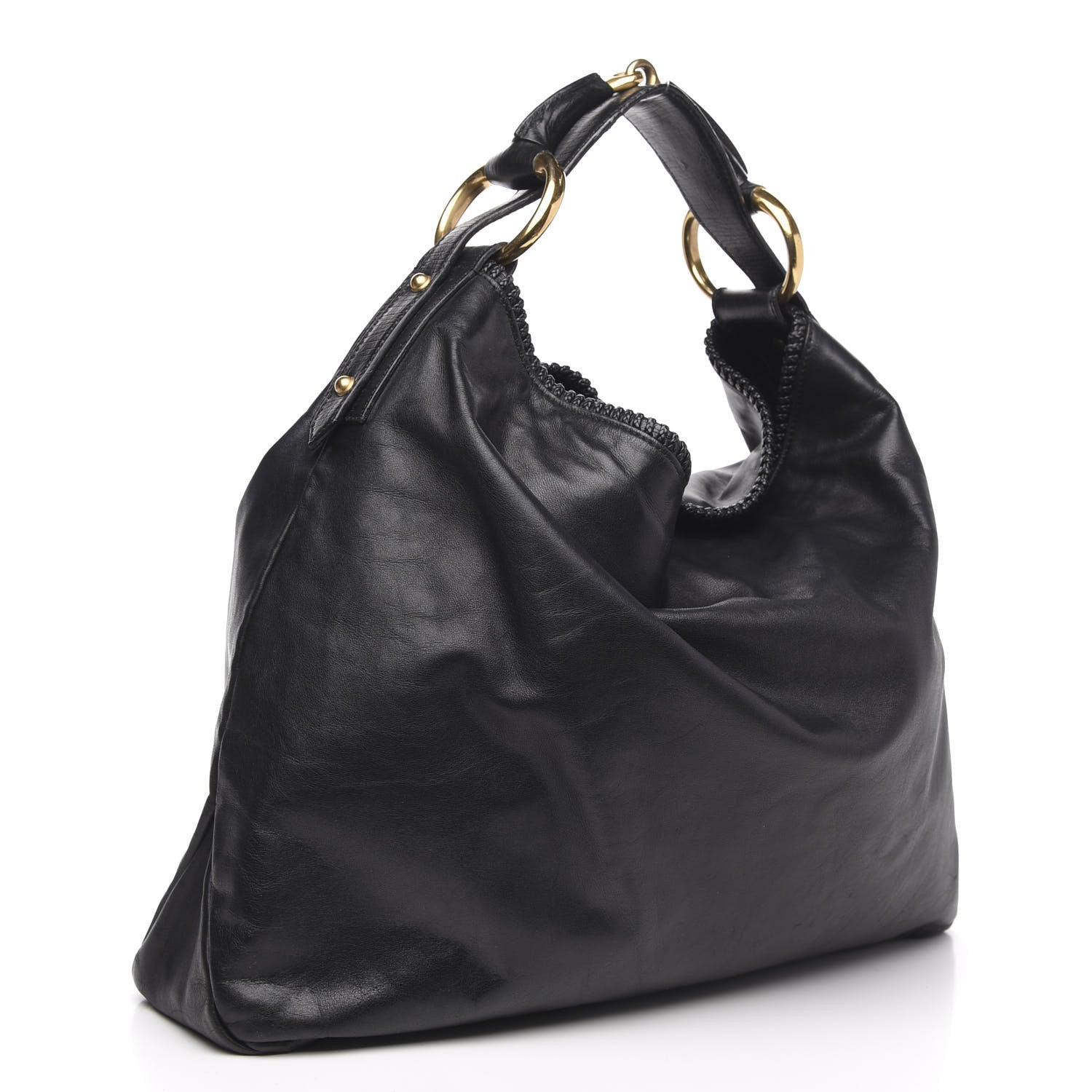 Gucci Calfskin Large Horsebit Chain Hobo Black 3 of 10