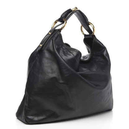 Gucci Calfskin Large Horsebit Chain Hobo Black 3 of 10