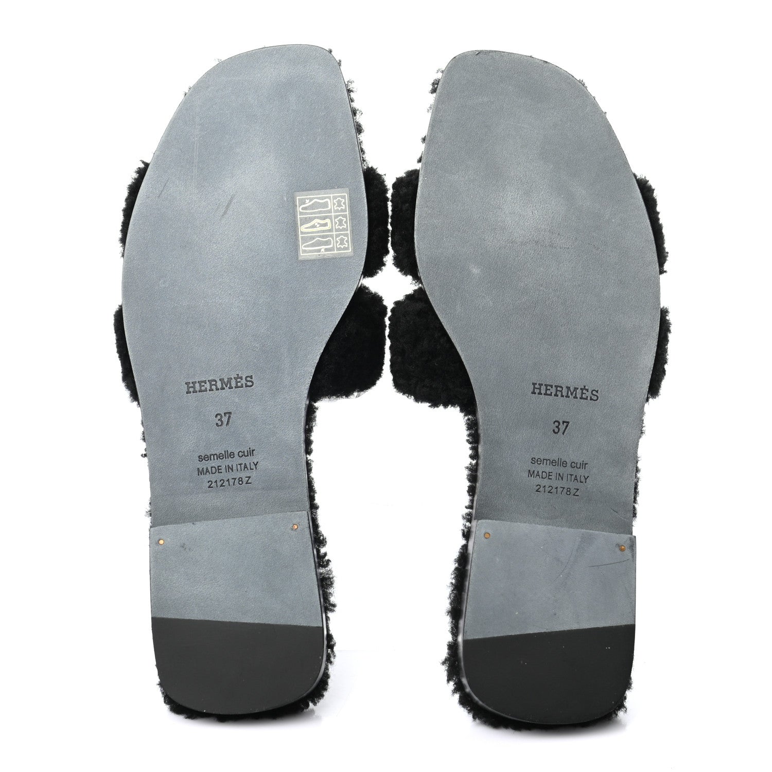 Hermes Woolskin Oran Sandals 37 Black 5 of 7