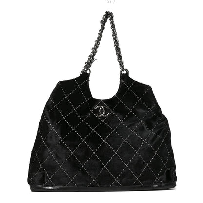 Chanel Pony Hair Double Contrast Stitch Tote Black 1 of 10