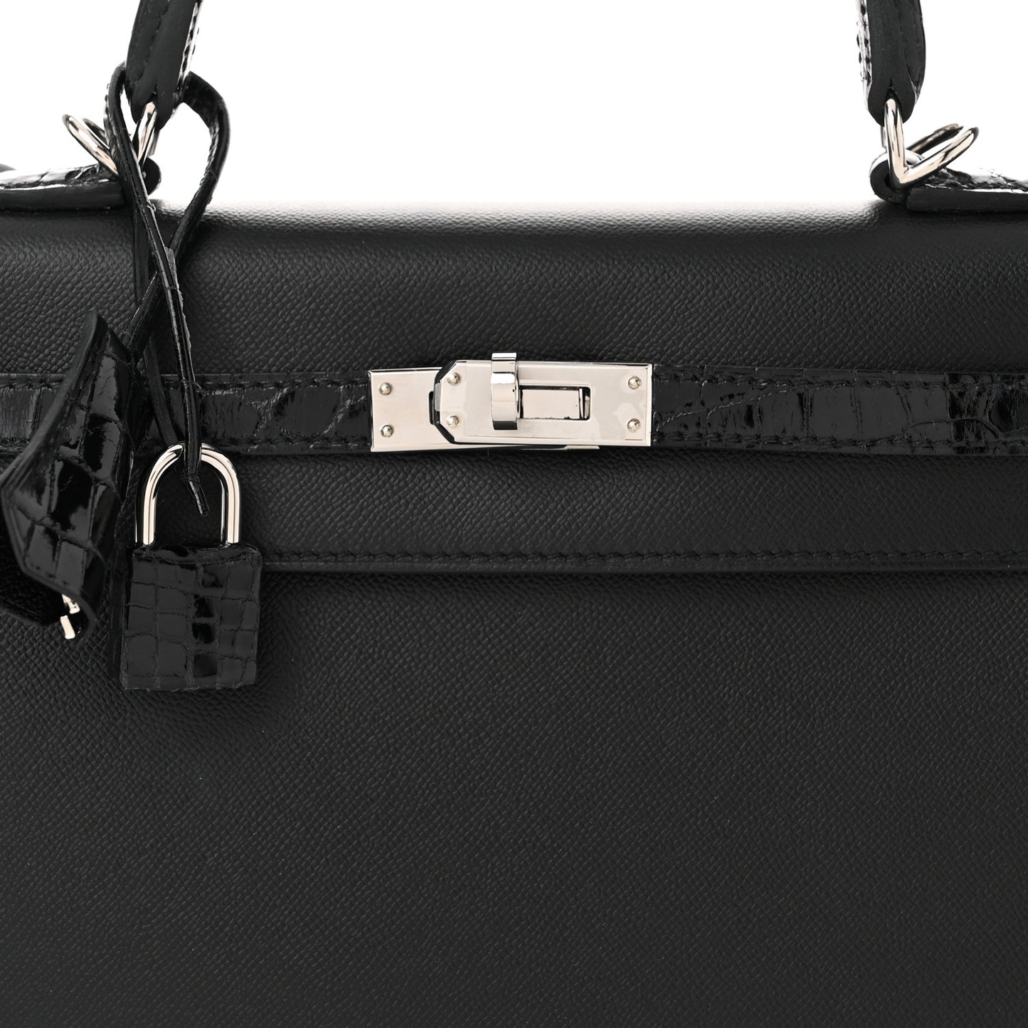 Madame Calfskin Shiny Niloticus Crocodile Kelly Sellier Touch 25 Black