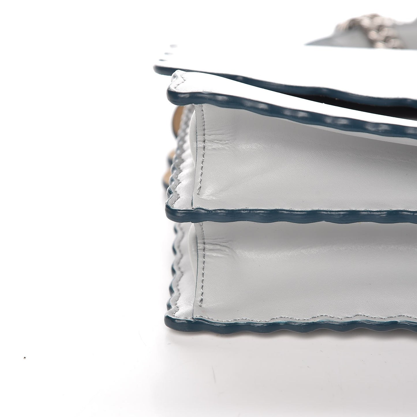 Vitello Liberty Scalloped Studded Kan I Shoulder Bag Grigio Perla