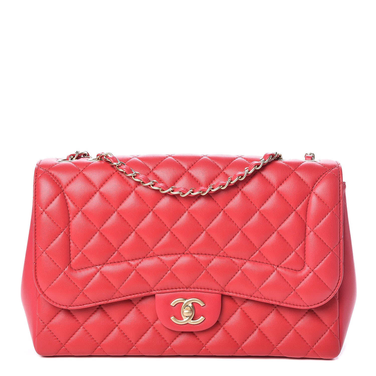 Chanel Lambskin Quilted Jumbo Mademoiselle Chic Flap Red 1 of 10