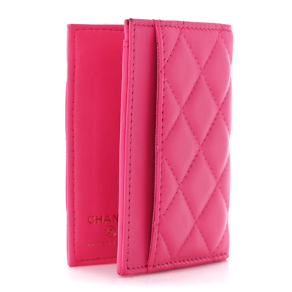 Chanel Lambskin Quilted Card Holder Wallet Fuchsia 3 of 14