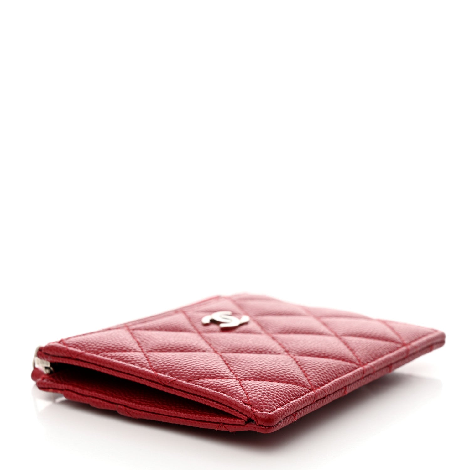 Chanel Caviar Quilted CC Zip Card Holder Red 5 of 8