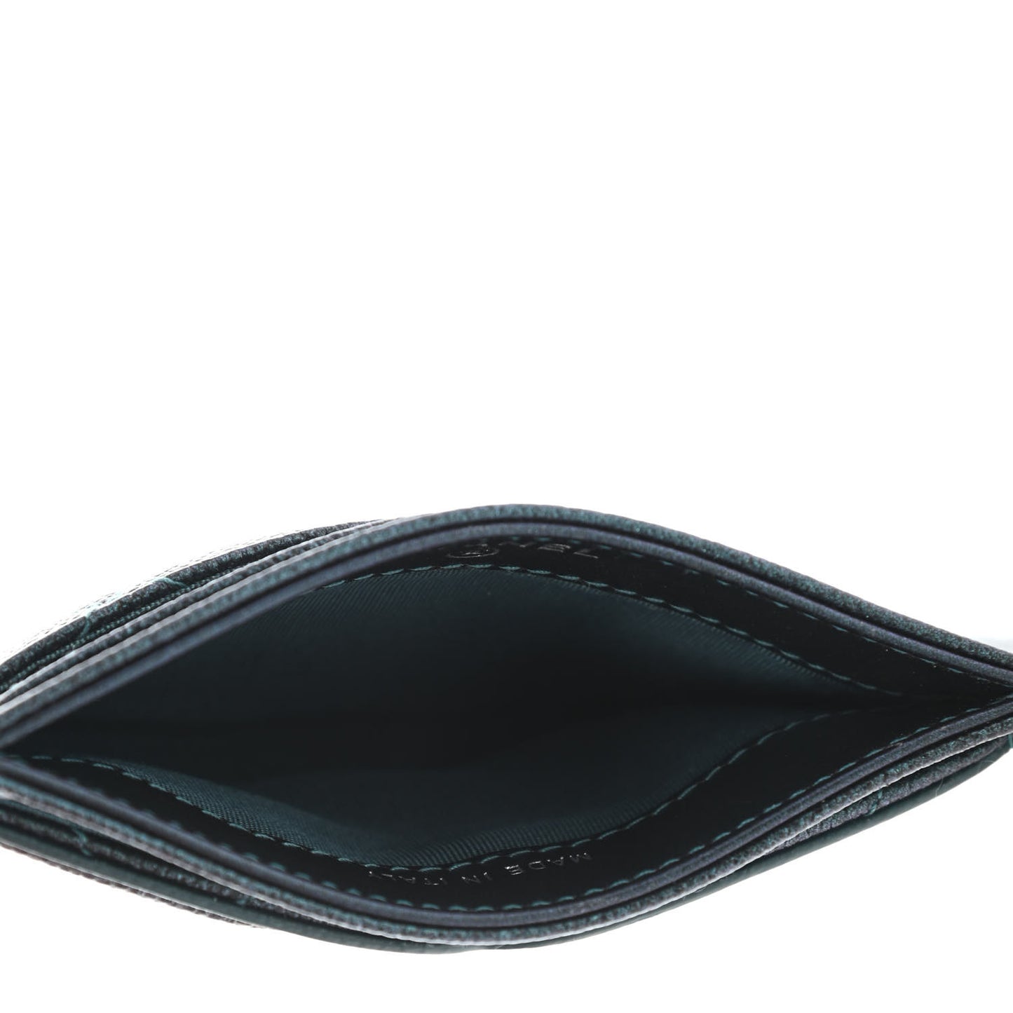 Iridescent Caviar Quilted Filigree Card Holder Dark Turquoise