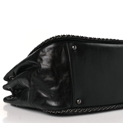 Chanel Glazed Calfskin Quilted Large CC Enchained Accordion Flap Black 8 of 9