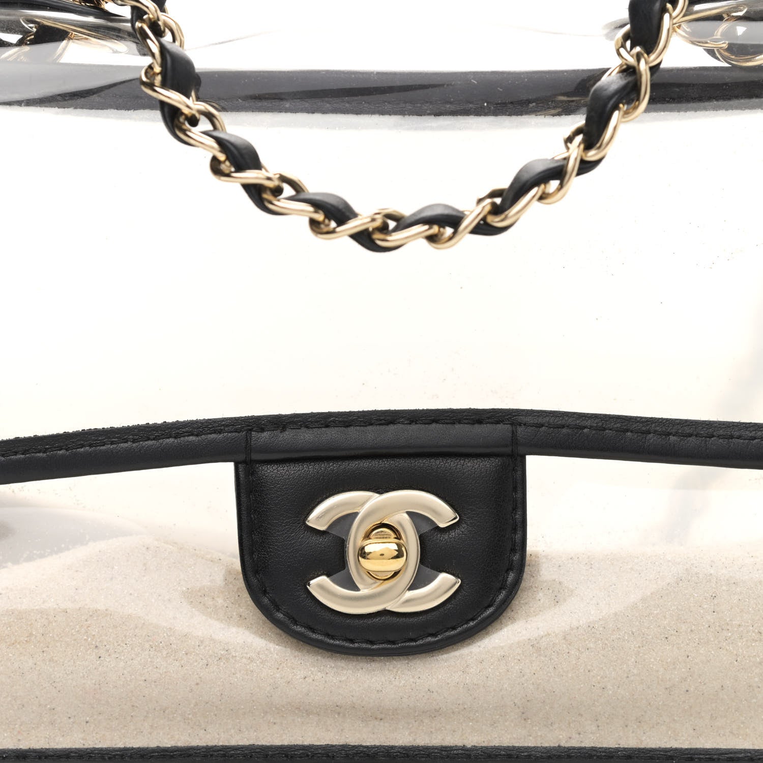 Chanel Lambskin PVC Sand By The Sea Flap With Pearl Strap Black 8 of 10