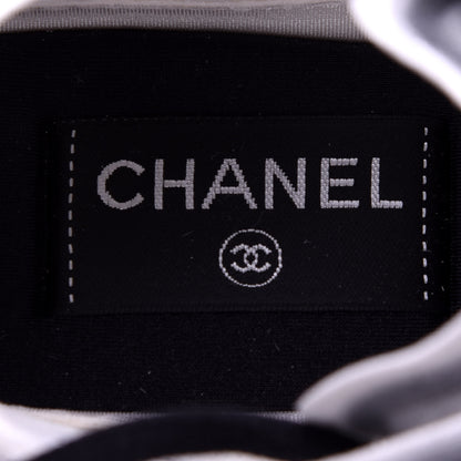 Chanel Calfskin Mesh Lycra Womens Logo Sneakers 39 White Black 6 of 10